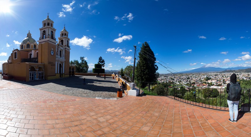Ausblick auf Cholula und Popo